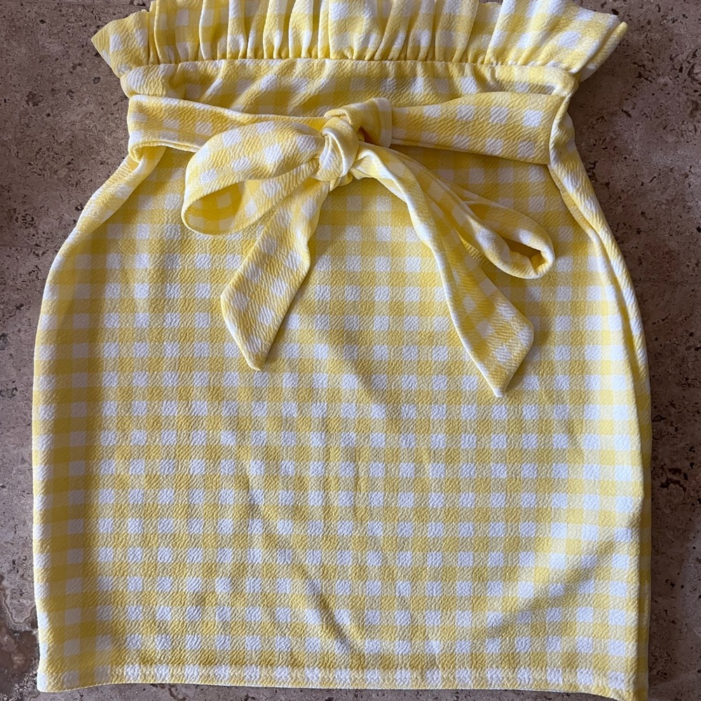 Boohoo Yellow Checkered Pencil Skirt